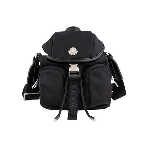 盟可睐男女纯色黑色双肩背包