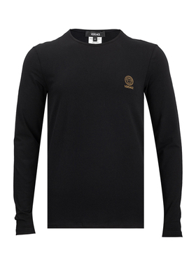 VERSACE范思哲男士字母印花圆领长袖T恤男2件装黑色推选XY