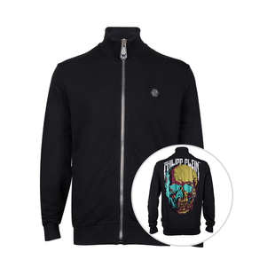 Philipp Plein菲利普.普兰烫钻骷髅头男士拉链卫衣秋冬精选XY