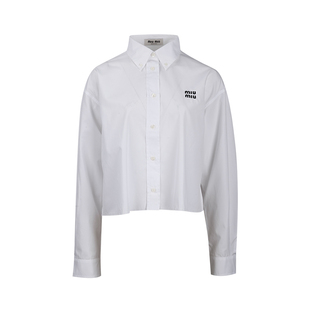 防晒衬衫 长袖 女春夏捡漏 MIU缪缪女士纯色字母Logo印花短款 MIU