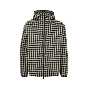 Burberry博柏利男士千鸟格满印拉链连帽长袖夹克外套男秋冬