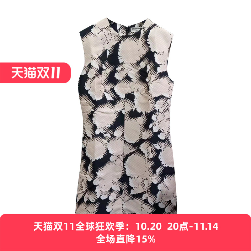 巴黎世家女士经典无袖连衣裙