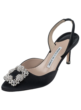 Manolo Blahnik女士水晶装饰缎面高跟鞋女夏季促销XY