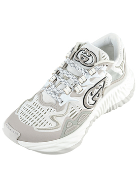 GUCCI古驰女士Ripple网布圆头系带厚底低帮生活休闲鞋女春秋