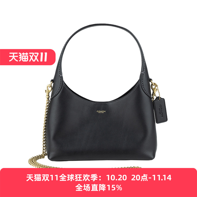 COACH女士经典字母皮质单肩包
