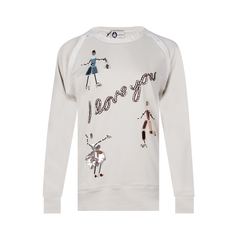LANVIN/浪凡釘鉆休閑女士全棉圓領(lǐng)套頭衛(wèi)衣女秋冬鉅惠