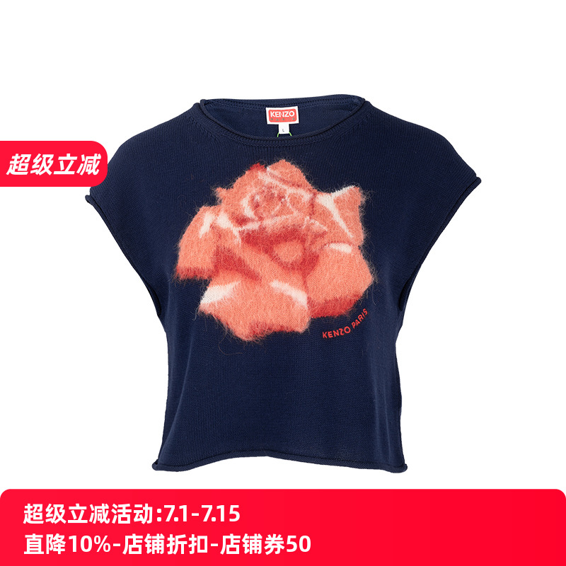 KENZO女士玫瑰花短袖毛衣