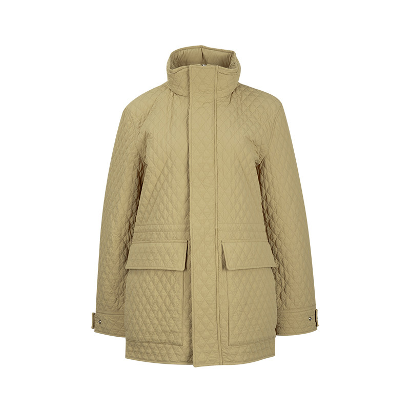 BURBERRY/博柏利女士隐藏式连帽立领拉链夹克棉服外套女秋冬