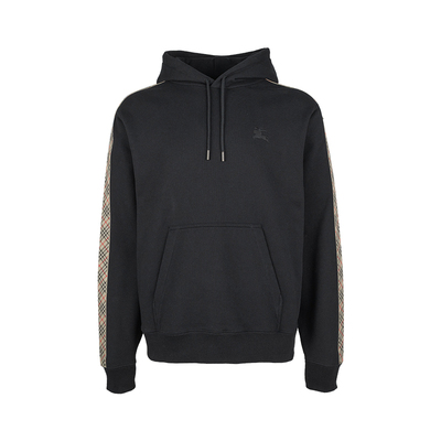 博柏利男士格纹装饰棉质连帽卫衣