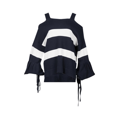 PAROSH针织衫一字肩吊带长袖毛衣