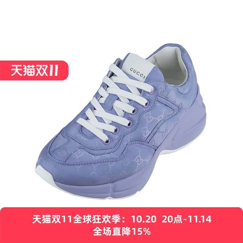 古驰女士Rhyton圆头系带休闲鞋