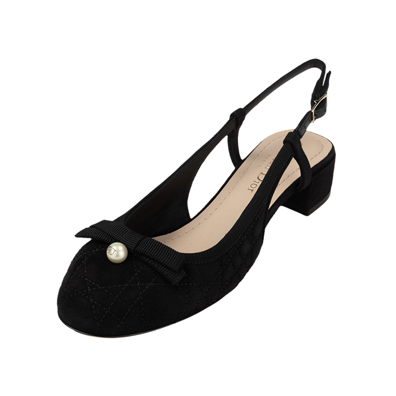 迪奥女士罗缎芭蕾粗跟高跟鞋