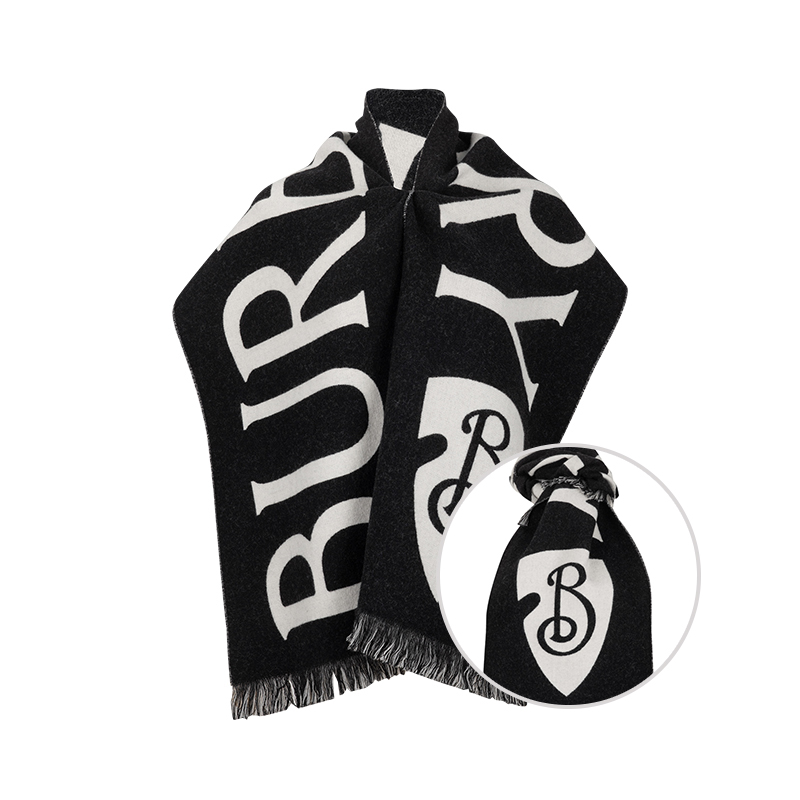 博柏利女士经典LOGO羊毛绒线围巾