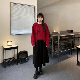慕翎大码女装胖MM新中式上衣两件套遮肉显瘦微通勤A字裙套装秋冬