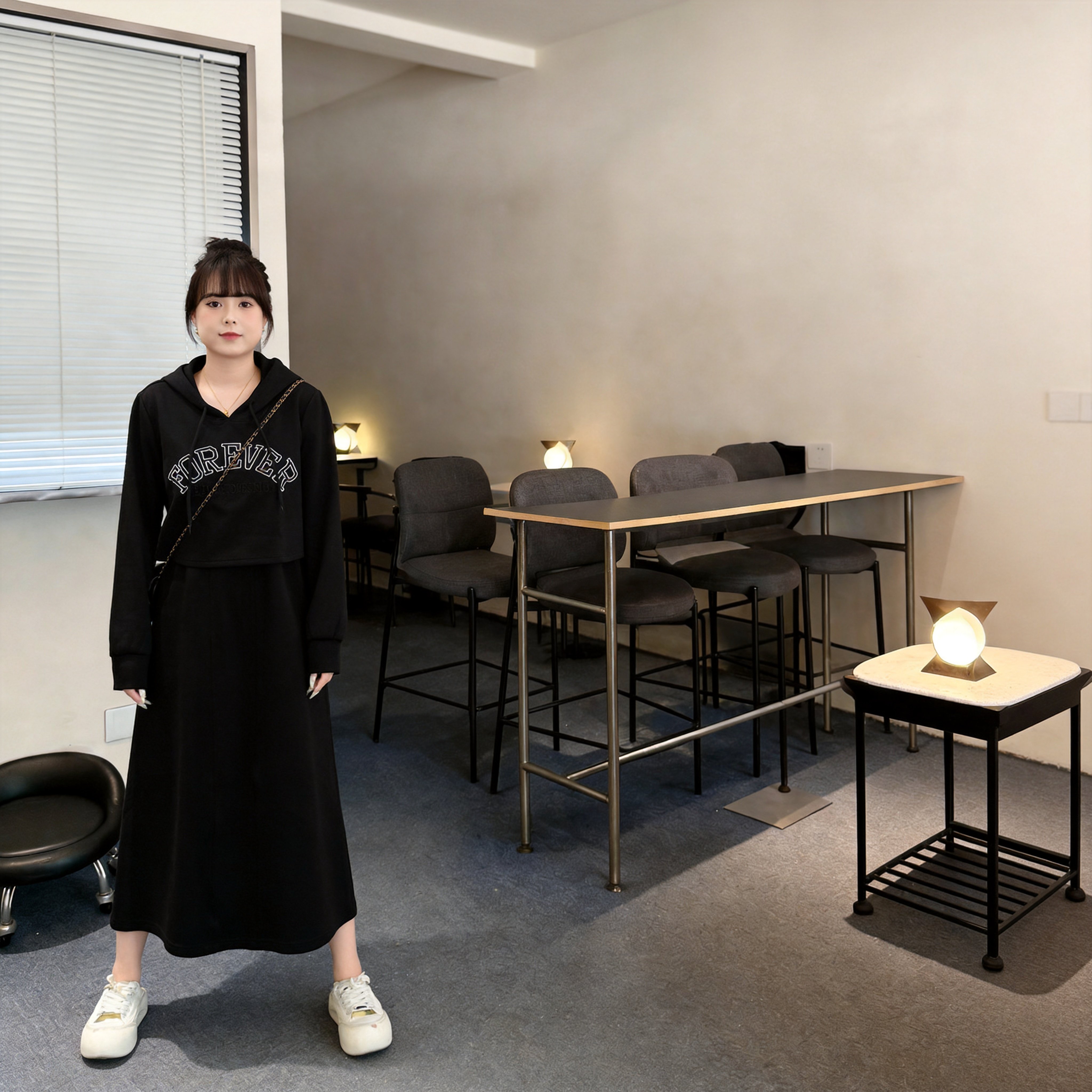 慕翎大码女装休闲秋装连帽卫衣两件套胖妹妹mm宽松显瘦背心裙套装