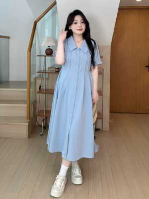 显瘦收腰气质夏季衬衫连衣裙时尚