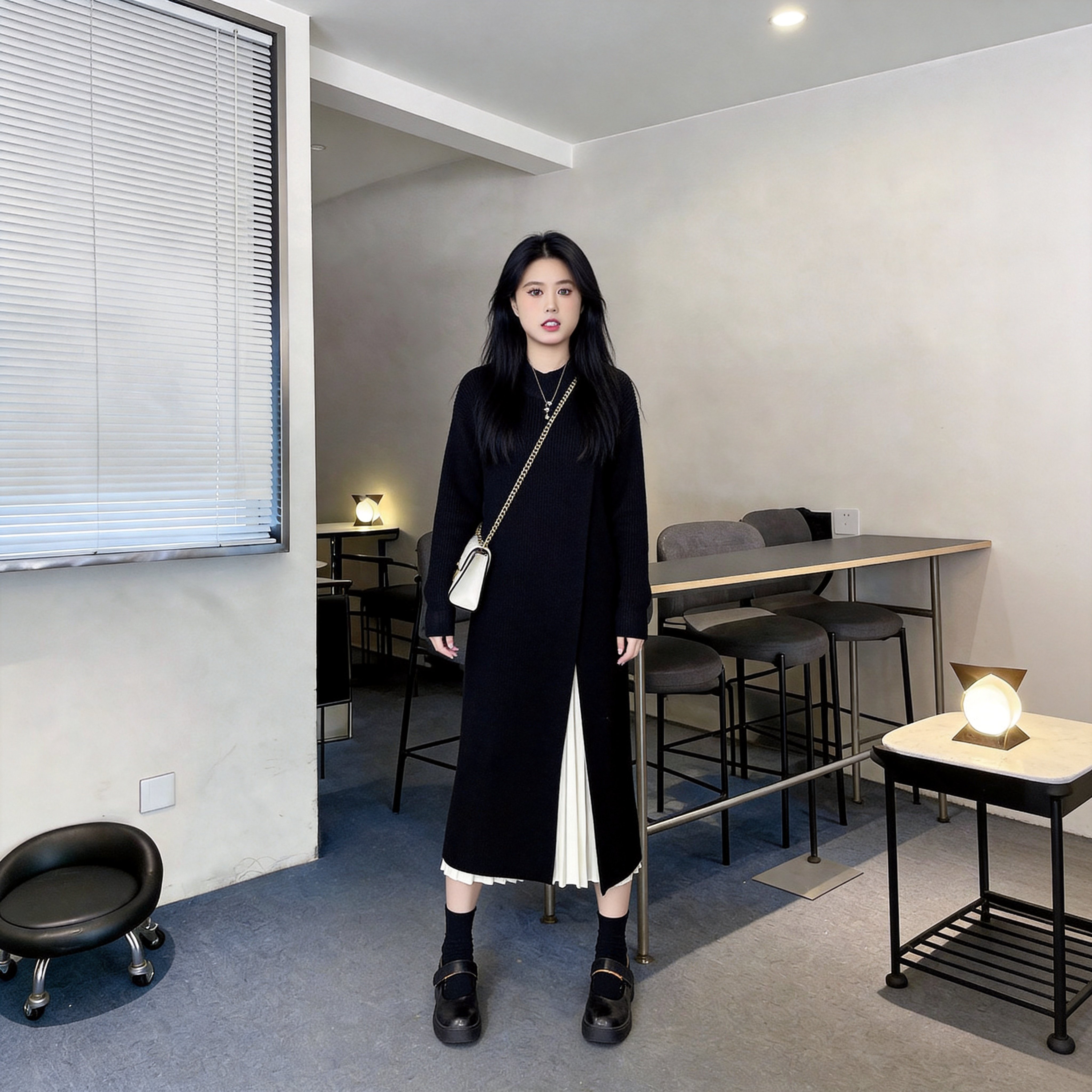 慕翎大码女装胖mm针织外套裙半身裙两件套针织显瘦连衣裙套装秋冬
