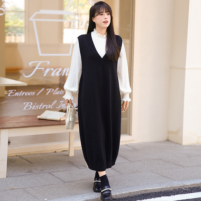 慕翎大码女装法式V领针织背心裙套装女胖妹妹mm显瘦叠穿两件套,女装/女士精品,大码套装,淘宝优惠券,粉丝福利购,淘宝优惠卷