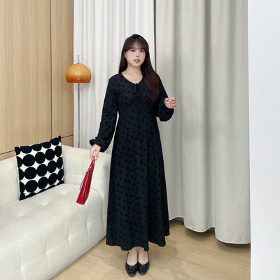 慕翎大码女装胖mm法式复古连衣裙女秋冬新款显瘦遮肉长袖连衣裙