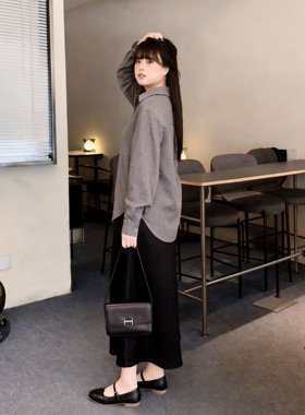 慕翎大码女装显瘦通勤两件套胖妹妹mm慵懒风黑色显瘦背心裙套装秋