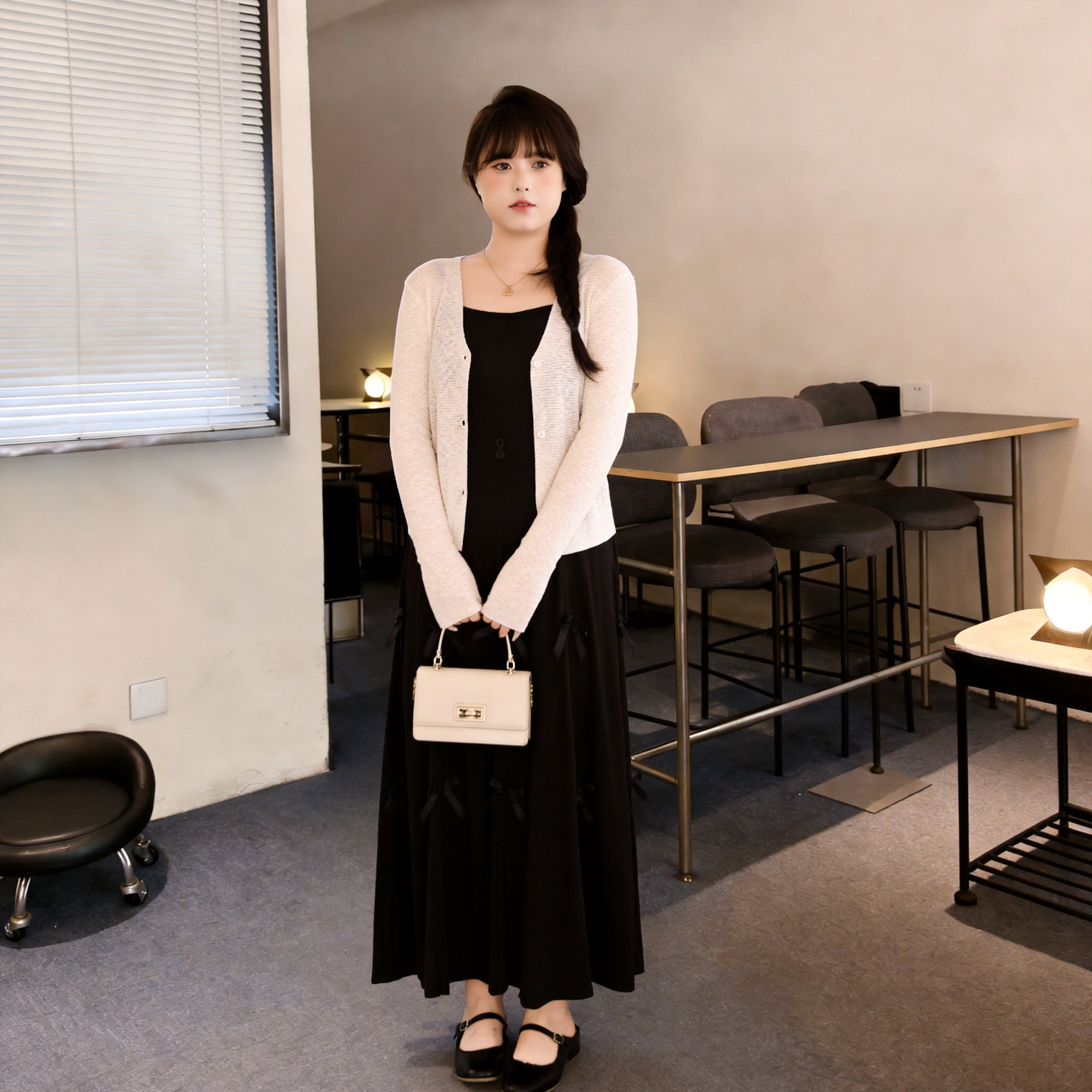 慕翎大码女装蝴蝶结吊带裙两件套胖妹妹mm遮肉显瘦通勤套装宽松秋