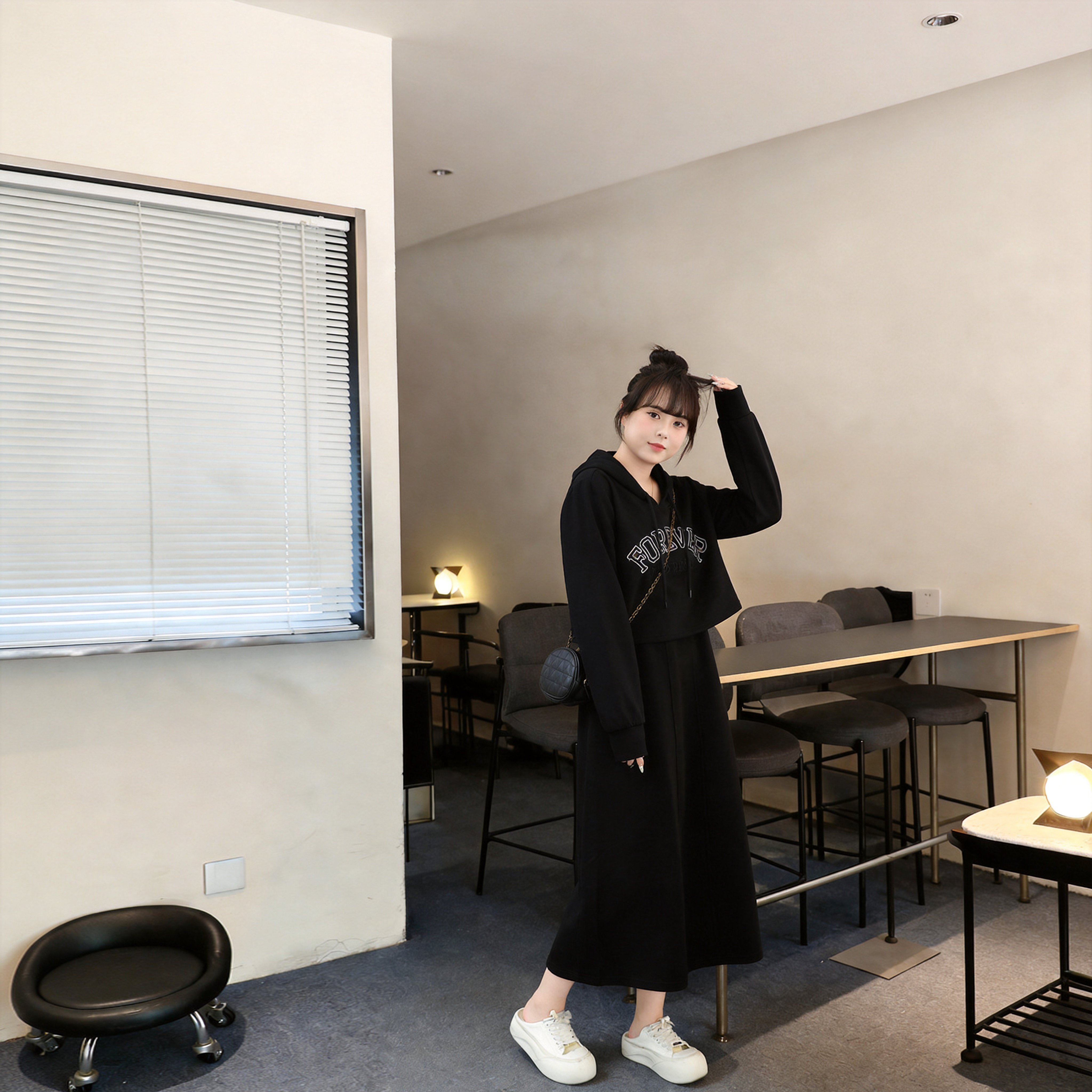 慕翎大码女装休闲秋装连帽卫衣两件套胖妹妹mm宽松显瘦背心裙套装