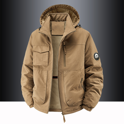 加绒工装夹克男秋冬季加厚冲锋衣