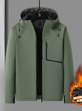 软壳衣新款男秋冬款加绒加厚保暖冲锋衣软壳夹克休闲百搭加棉外套