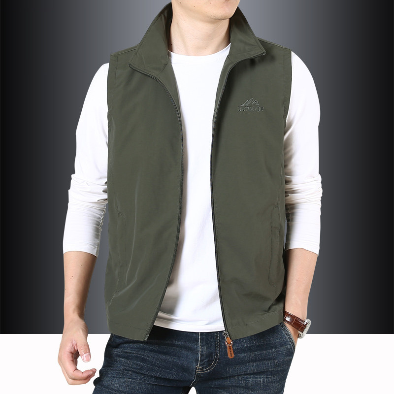 马甲男户外速干马夹春秋薄款钓鱼坎肩摄影工装外穿背心定制印logo