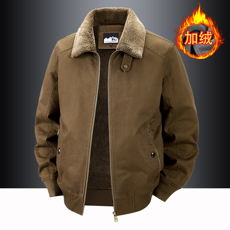 羊羔绒棉衣男加厚保暖翻领棉服