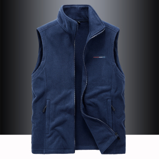 摇粒绒马甲男秋冬抓绒背心保暖高领马夹防风大码 双面绒坎肩外套厚