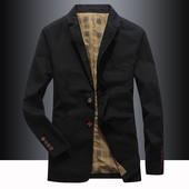 男士 休闲西装 纯棉复古西服宽松大码 春季 春秋翻领外套便服单西春季