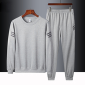 薄款 运动套装 男春秋季 潮流健身跑步衣服休闲套头卫衣弹力两件一套