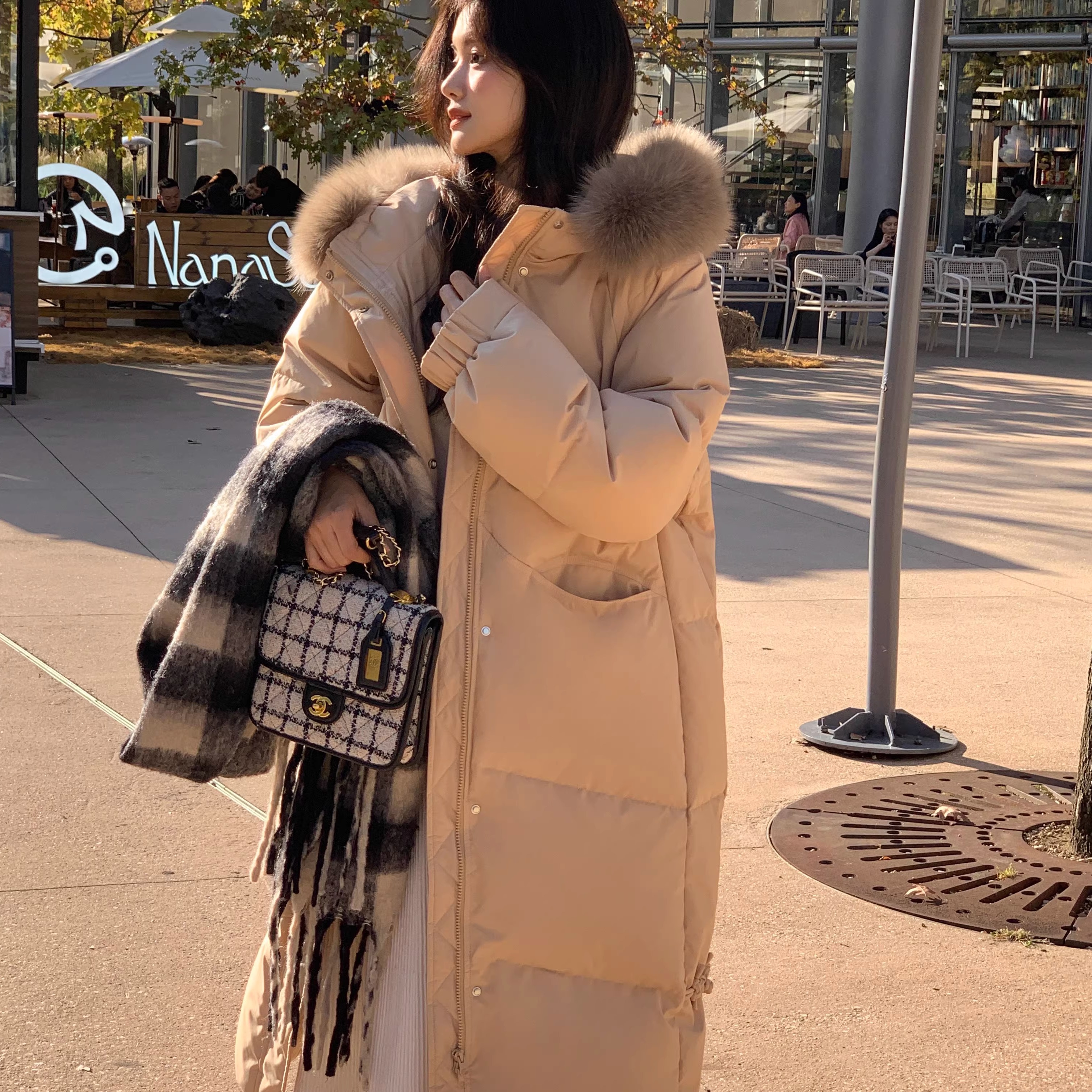 新国标90白鸭绒极寒中长款羽绒服