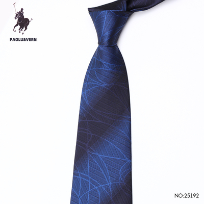 PAOLU&VERN保罗深蓝色渐变10cm加长加宽版领带男士商务风手打拉链
