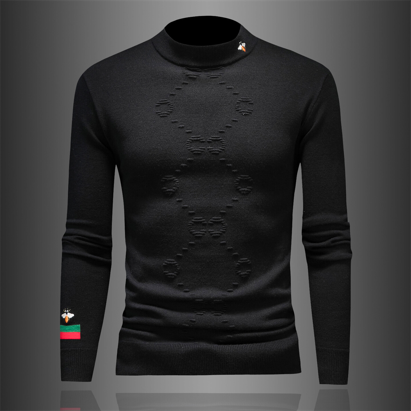 欧货刺绣提花长袖毛衣打底羊毛衫