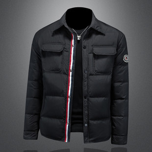 冬季轻薄款潮牌翻领羽绒服修身轻奢欧货男款保暖羽绒外套90白鸭绒
