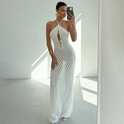 Women Elegant Summer Hollow Out Bodycon Dresses  Clothes