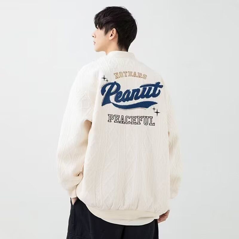 美式vibe风棒球服复古重磅潮流秋款外套男秋季潮牌男士飞行员夹克