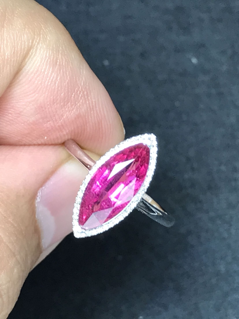 Brazil natural Water hyacinth Rupee Ruby Tourmaline Ring  18k Platinum mosaic, 3.15 Caratin the Jewelry/Diamond/Jade/Gold , Colored stones/Precious stones , Other  category - from Buy2taobao.com to provide professional Taobao agent buy service
