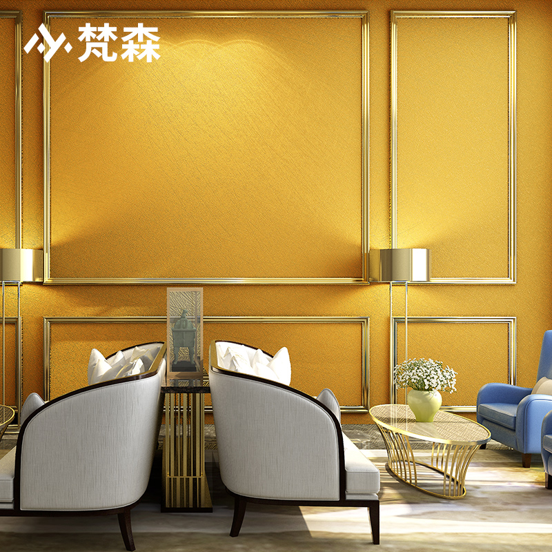 蚕丝金色素色银箔金箔墙纸