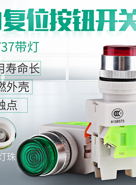 LAY7（PBCY090）LAY37带灯带锁 自锁 自复位按钮启动按键平钮