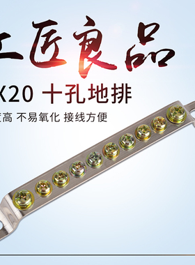 10孔地排2x20 宽10位黄铜零地排接线端子排铜条配电箱接地线铜排