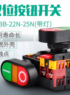 APBB-22N-25N 双键带灯马可按钮开关双位带灯自复开关10A
