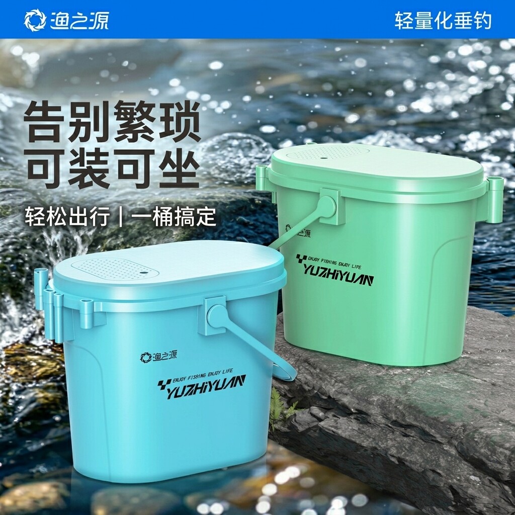 渔之源2026钓鱼桶水桶折叠装鱼桶加厚活鱼桶垂钓椅溪流桶便携钓箱
