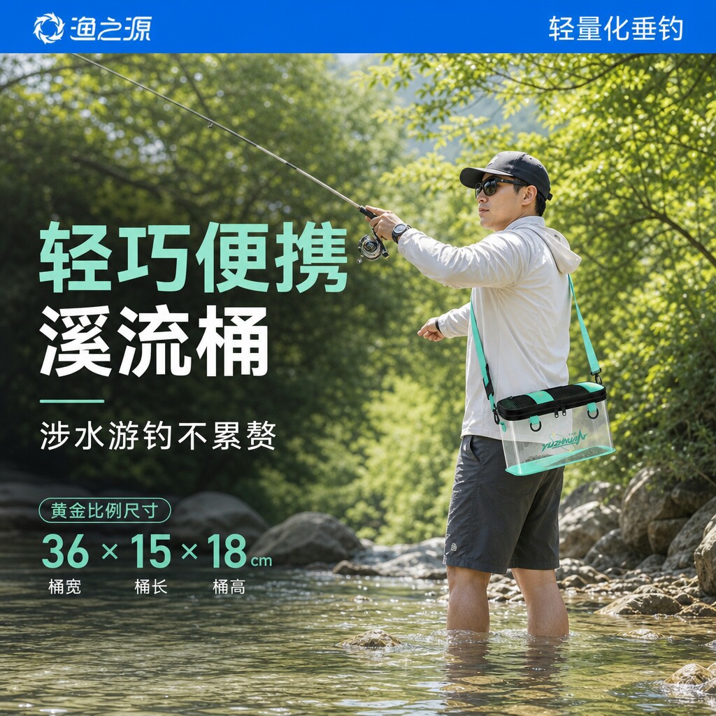 渔之源小物钓打水装鱼桶折叠便携