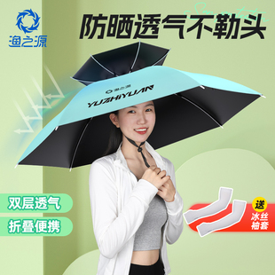 渔之源伞帽2025新款钓鱼伞斗笠雨伞带伞的帽子采茶遮阳伞头戴雨帽