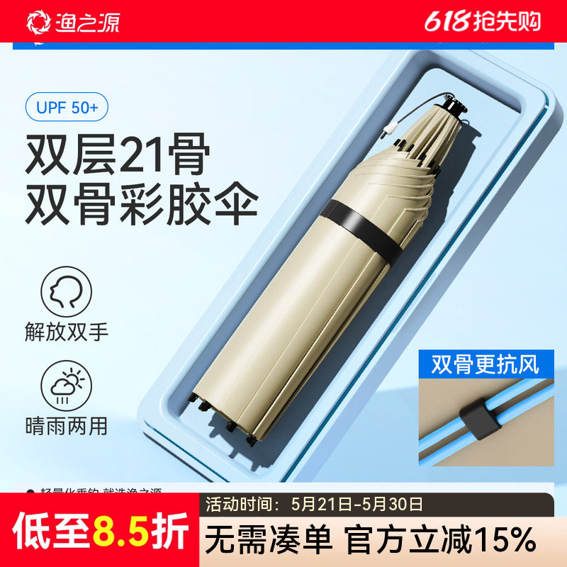 渔之源头戴伞帽2026新款户外徒步专用爬山伞帽头戴雨伞特大号防晒
