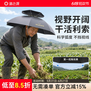 渔之源伞帽头戴式雨伞种菜劳作伞帽头戴防雨防晒伞帽配件解放双手
