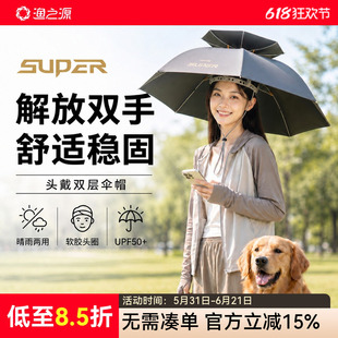 渔之源伞帽头戴式雨伞头顶雨伞帽子雨帽钓鱼伞斗笠雨伞户外遮阳伞